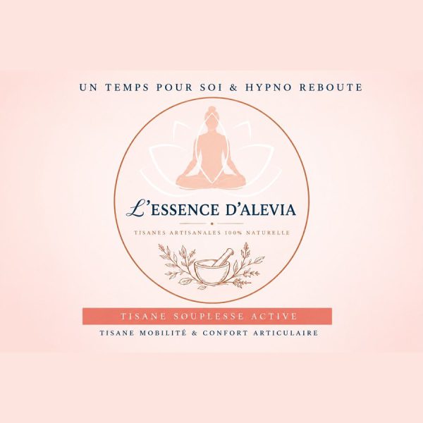 Étiquette de la tisane Souplesse Active, L'essence d'Alevia